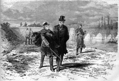 1870 Savaşı: Almanya ile ateşkesle ilgili müzakerelerin sona ermesine karar veren Adolphe Thiers (1797-1877) ve Jules Favre (1809-1880) arasındaki röportaj. Gravür “Le Monde Illustré” n°709, 12 Kasım 1870. by French School