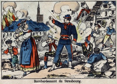 Fransa ve Prusya arasında 1870 Savaşı: Strasbourg Kuşatması ve bombalanması by French School