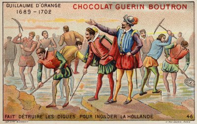 Orange'lı William, Hollanda'nın taşmasına izin vermek için setleri yok ediyor (chromolitho) by French School
