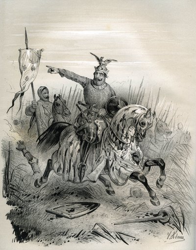 Temmuz 1087'de Mantes'e yapılan saldırı ve ele geçirme sırasında Fatih William, 'Orta Çağ'da Fransa'dan bir resim (gravür) by French School