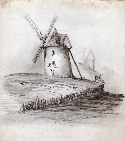 Yel değirmenleri. (çizim by French School