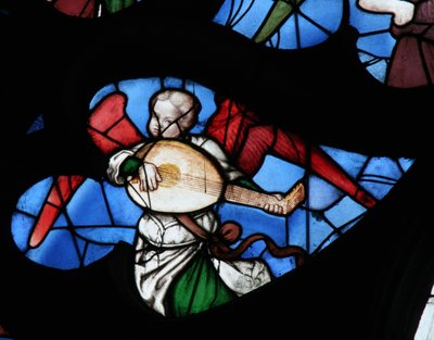 Müzikal Bir Meleği tasvir eden pencere by French School