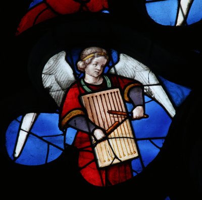 Müzikal Bir Meleği tasvir eden pencere by French School