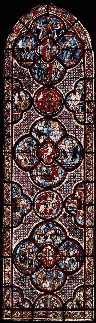 İyi Samiriyeli Meselini gösteren pencere by French School