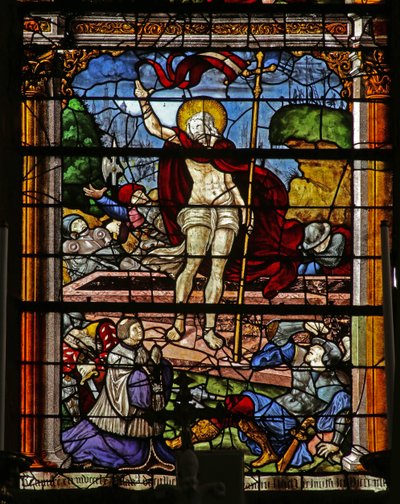 Dirilişi gösteren pencere (vitray) by French School