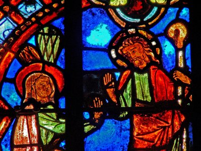Diriliş sahnesini gösteren w0 penceresi: Noli Me Tangere by French School