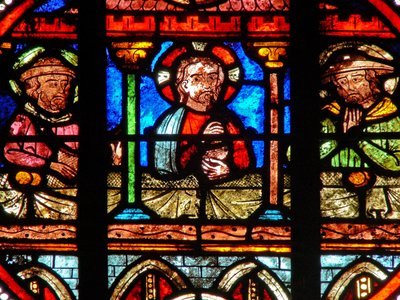 Bir Diriliş sahnesini gösteren w0 penceresi: Emmaus
