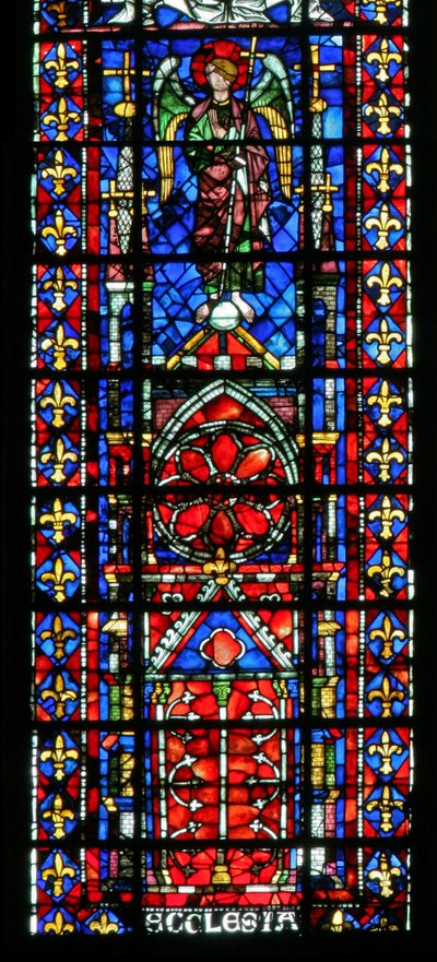 Reims kilise katedralini gösteren w100 penceresi by French School