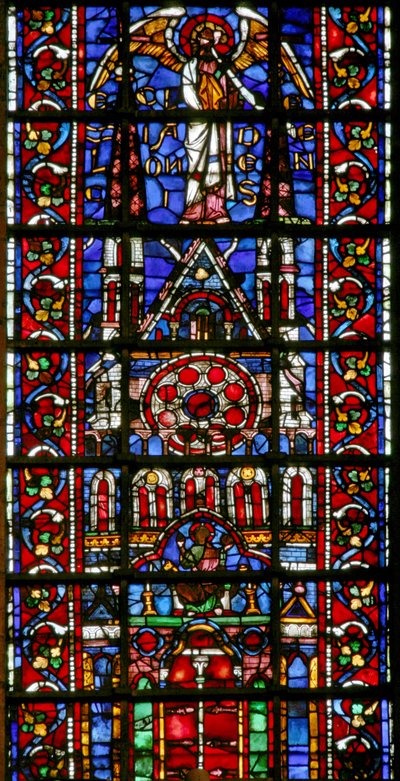 Laon kilise katedralini gösteren w101 penceresi by French School