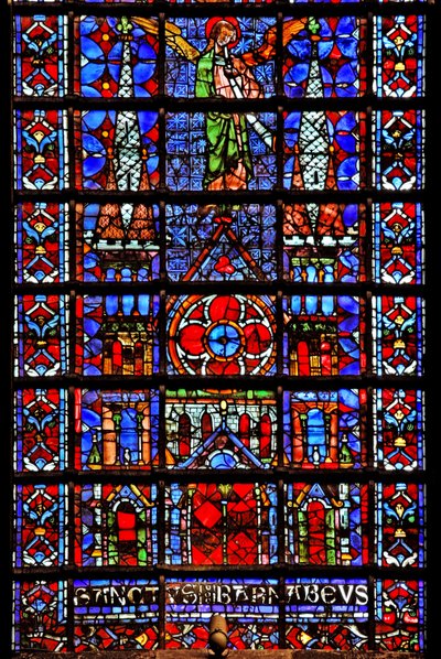 Therouanne kilise katedralini gösteren w107 penceresi by French School