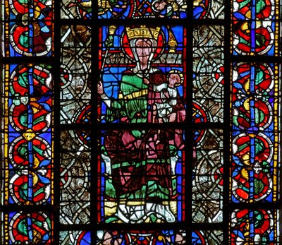 Bakire ve Çocuğu tasvir eden w129 penceresi by French School