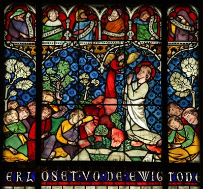 Gethsemane Bahçesindeki Acıyı betimleyen w12 penceresi by French School