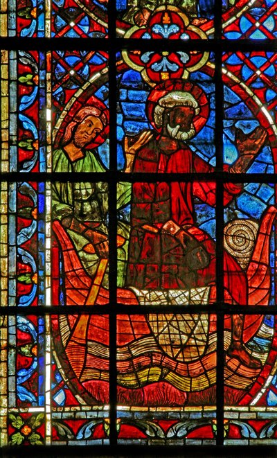 St Peter ve St Paul ile Kilisenin Gemisini gösteren w204 penceresi by French School