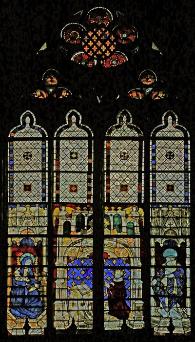 Meryem Ana, Charles VI ve St Denis ile Kraliyet penceresini gösteren w210 penceresi by French School