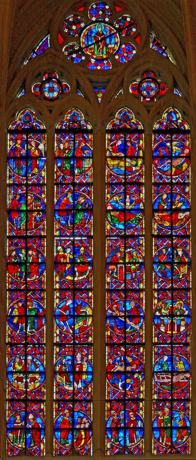 St Denis ve St Vincent penceresini gösteren w211 penceresi by French School