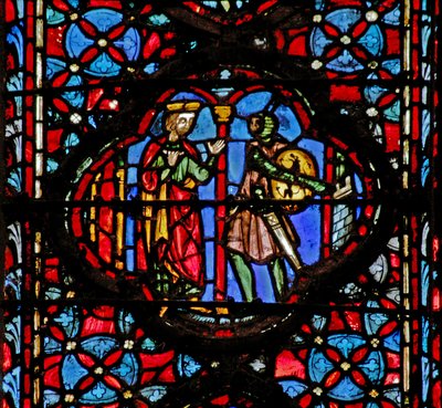 Pencere w4 Joshua, Gibeonlular Josh IX 6-8 ile tanışıyor by French School