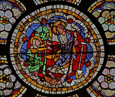 Bir Diriliş sahnesini gösteren w7 penceresi: Noli Me Tangere by French School