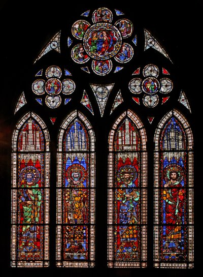 Kutsal Roma İmparatorlarını gösteren w9 penceresi: Charles Martel, Charlemagne, Pepin the Short, Louis the Fair by French School