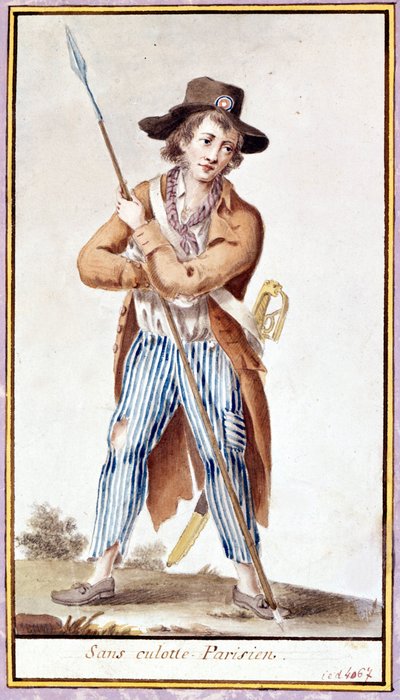 Parisli külot olmadan. Fransız Devrimi zamanından suluboya by French School