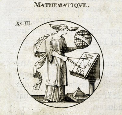 Comppas ve küre olan kadın, matematiğin kişileştirilmesi by French School
