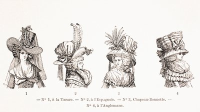 18. Yüzyıl Kadın Şapka Modelleri, 1875 by French School