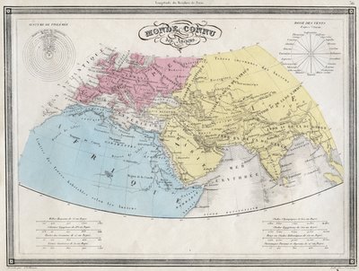Kadimlerin dünyası - Vuillemin tarafından “Yerleşik Okulların Kullanımına Yönelik Antik ve Modern Coğrafyanın Evrensel Atlası”ndan çıkarılan plaka - yaklaşık. 1845 by French School