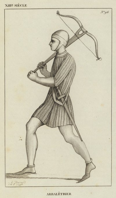XIII Siecle, Arbaletrier (gravür) by French School