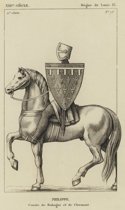 XIII Century, Louis IX Saltanatı, Philippe, Bologna ve Clermont Kontu (gravür) by French School