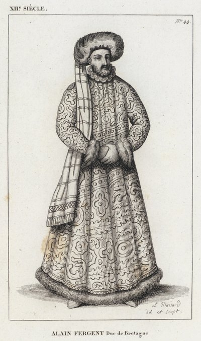 XII Century, Alain Fergent, Brittany Dükü (gravür) by French School