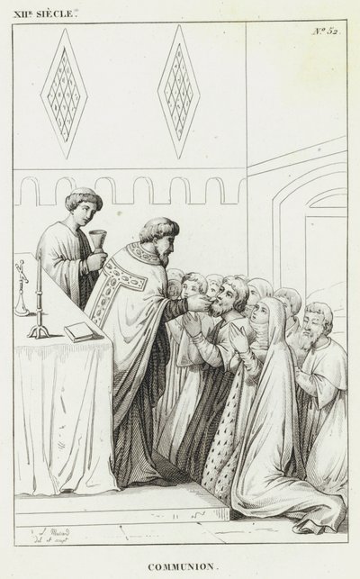 XII Siecle, Komünyon (gravür) by French School