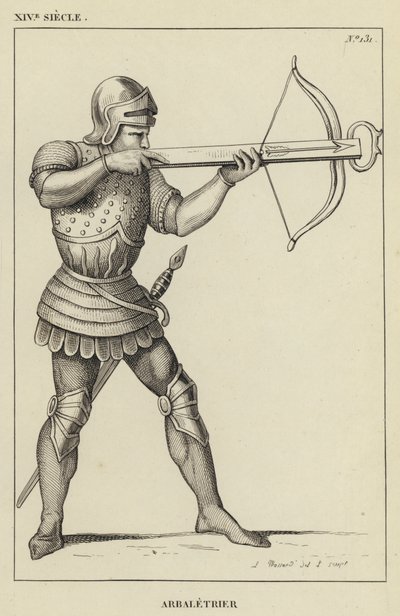 XIV Siecle, Arbaletrier (gravür) by French School