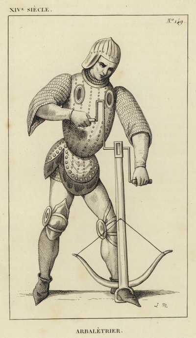 XIV Siecle, Arbaletrier (gravür) by French School