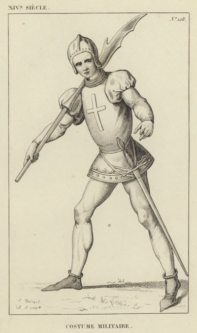 XIV Yüzyıl, Askeri Kostüm (gravür) by French School