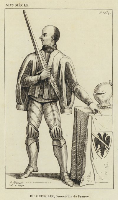 XIV Century, Du Guesclin, Fransa Constable (gravür) by French School