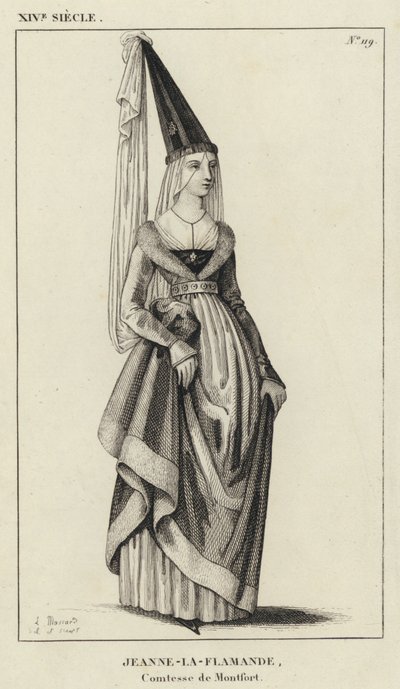 XIV Century, Jeanne-la-Flamande, Montfort Kontesi (gravür) by French School