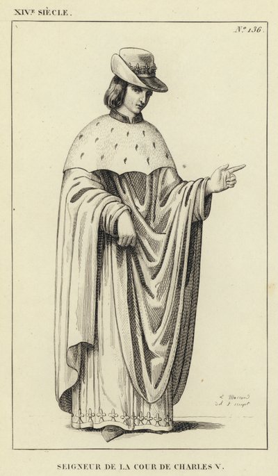 XIV Century, Charles V Mahkemesinin Efendisi (gravür) by French School