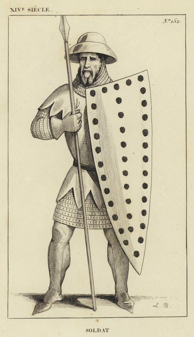 XIV Yüzyıl, Asker (gravür) by French School