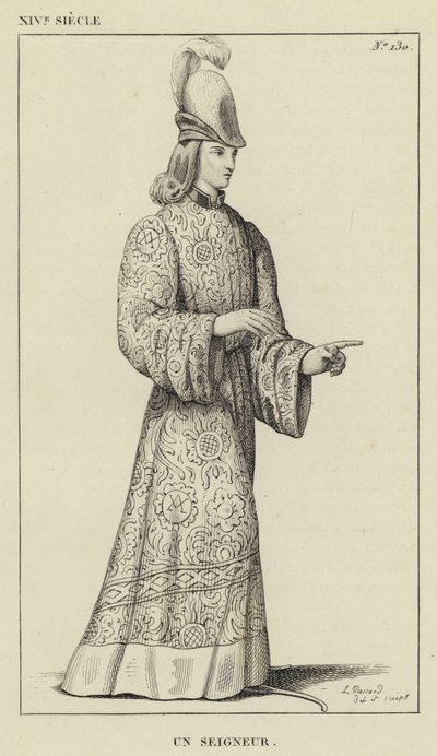 XIV Siecle, Un Seigneur (gravür) by French School