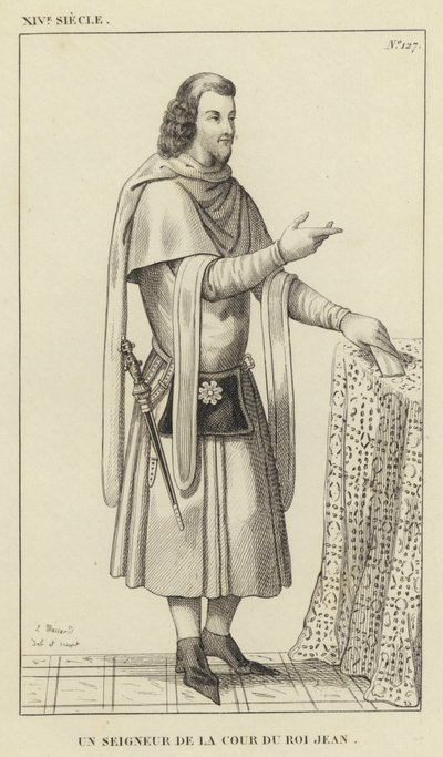 XIV Century, Kral John Mahkemesinin Efendisi (gravür) by French School