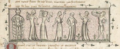 Yates Thompson 21, f. 165, Yedi Ölümcül Günah, c.1380 (parşömen) by French School