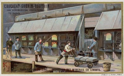 Çinko üretimi. Cevherin külçelere indirgenmesi (chromolitho) by French School