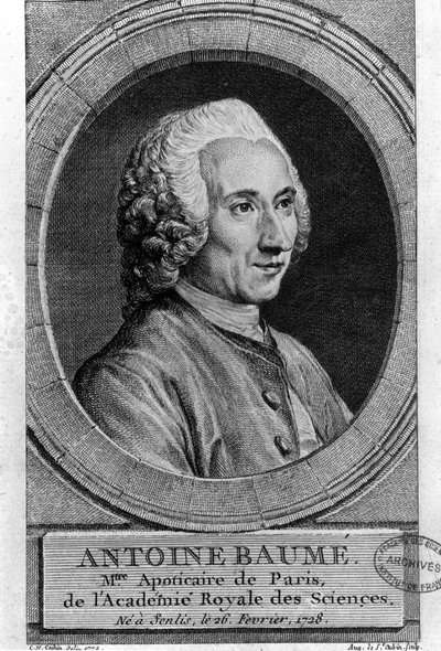 Antoine Baumé (1728-1804), Fransız kimyager ve eczacının portresi. Apoticaire de Paris. 1772'den gravür. by French School