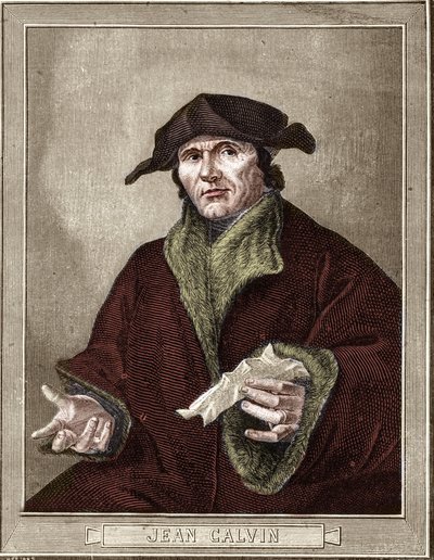Jean Calvin (1509-1564), Fransız dini reformcu ve yazar portresi. by French School