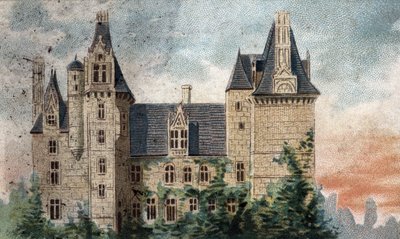 Montigny-le-Ganelon kalesinin görünümü (Montigny le ganelon) (Eure et loir). by French School