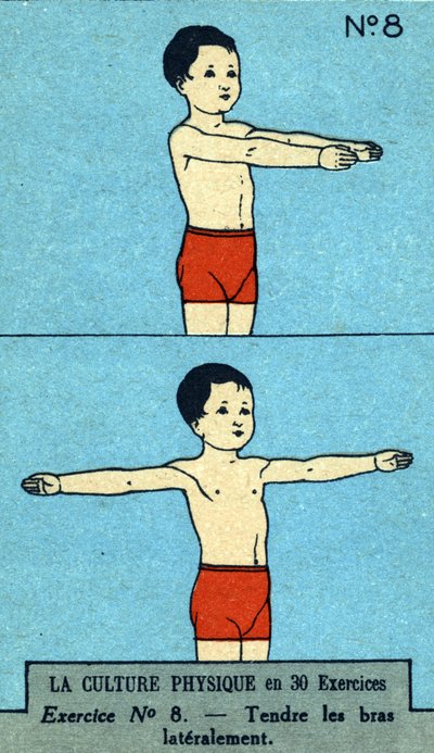 20. yüzyılın egzersiz, fitness, vücut egzersizleri, iyi sağlık, sağlıklı (chromolithograph) yalvarıyor by French School