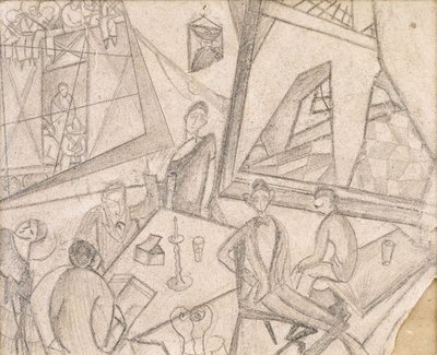 Frida ve çağdaşları, c.1925 (kağıt üzerine kurşun kalem) by Frida Kahlo