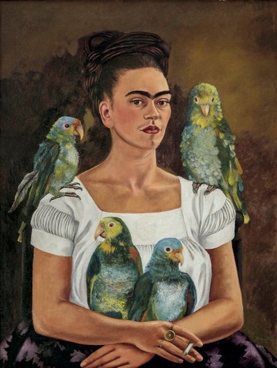 Ben ve Papağanlarım by Frida Kahlo