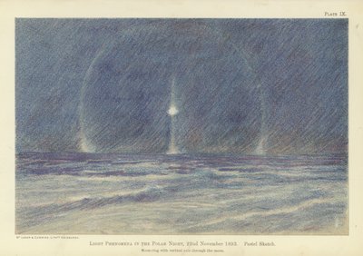Kutup gecesinde ışık olayları, 22 Kasım 1893, pastel eskiz (renkli lito) by Fridtjof Nansen