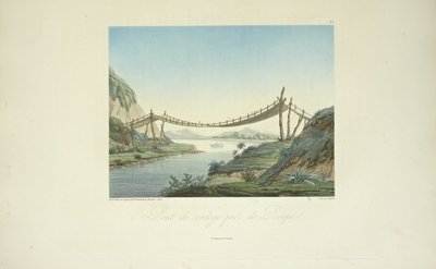 Penipe yakınlarındaki Halat Köprüsü, Marchais tarafından çizilmiş, Bouquet tarafından oyulmuş, Alexander von Humboldt ve Aime Bonpland tarafından 