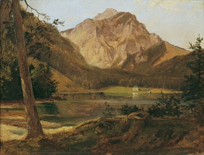 Höllengebirge ile ön Langbathsee by Friedrich August Mathias Gauermann